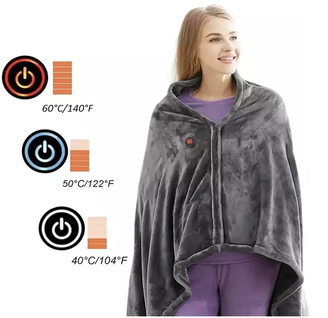 Електроковдра плед із підігрівом від павербанку (155*80) Electric Heating Shawl Blanket USB - Фото 12 Електроковдра плед із підігрівом від павербанку (155*80) Electric Heating Shawl Blanket USB - зображення 12