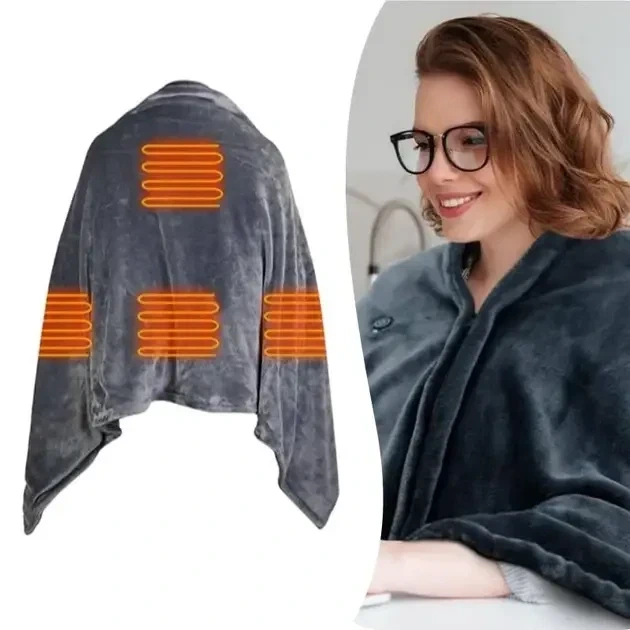 Електроковдра плед із підігрівом від павербанку (155*80) Electric Heating Shawl Blanket USB - Фото 7 Електроковдра плед із підігрівом від павербанку (155*80) Electric Heating Shawl Blanket USB - зображення 7