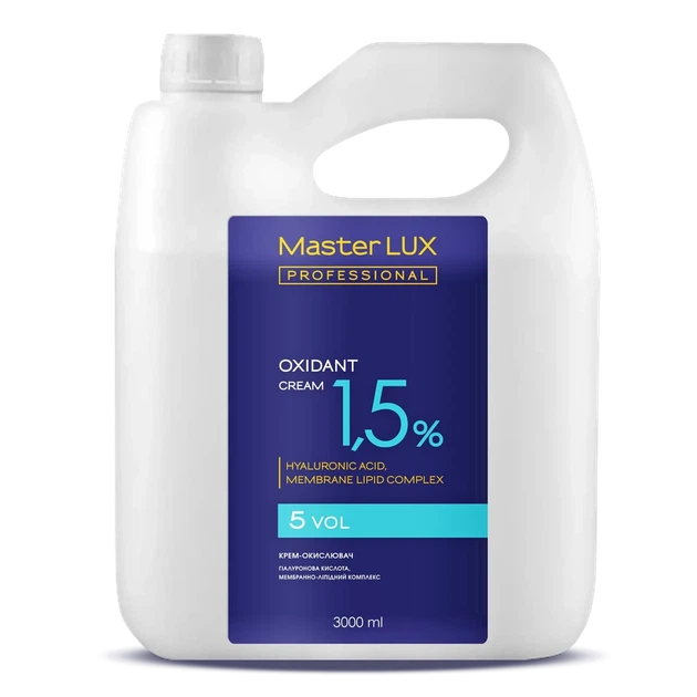Крем-окислювач Master LUX professional 1,5% 3000 мл - Фото 1 Крем-окислювач Master LUX professional 1,5% 3000 мл - зображення 1