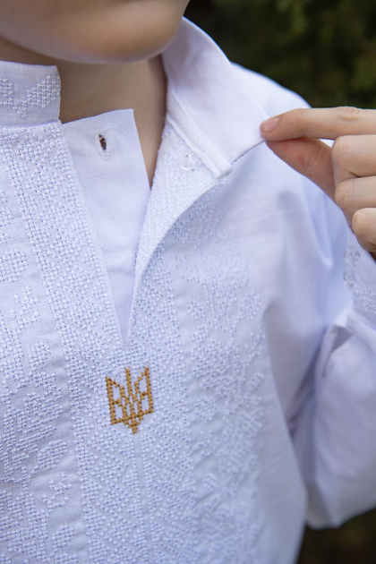 Вишиванка для хлопчика V&V Тризуб 128 Білий (210508193-001) - Фото 6 Вишиванка для хлопчика V&V Тризуб 128 Білий (210508193-001) - изображение 6