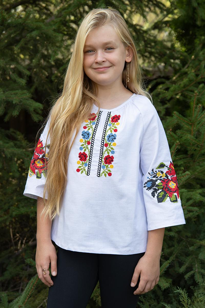 Вишиванка для дівчинки V&V Тетяна 134 Білий (010415193-001) - Фото 1 Вишиванка для дівчинки V&V Тетяна 134 Білий (010415193-001) - изображение 1