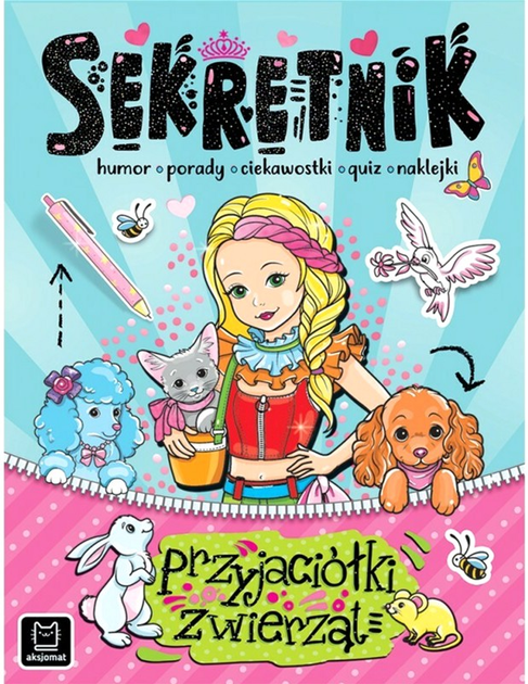 Щоденник подружки звірят Aksjomat розмальовка, гумор, поради, дрібниці, вікторина, наклейки (9788382131031) - зображення 1