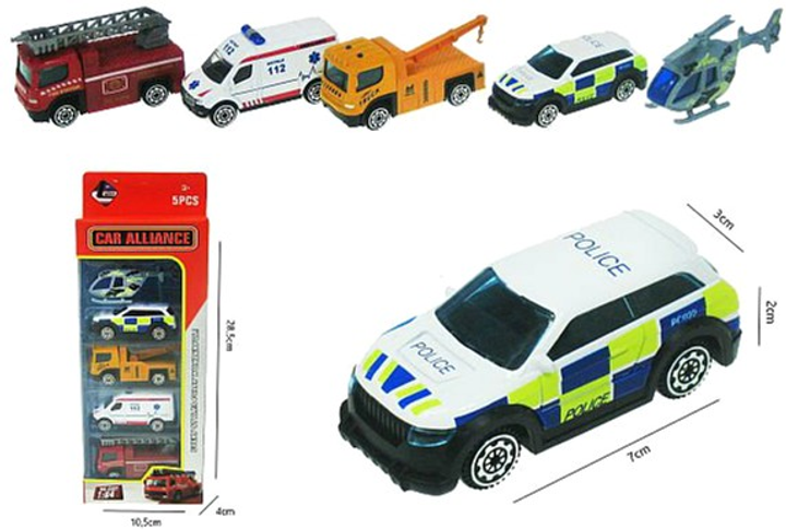 Zestaw zabawek Hipo Auto ratownicze 1:64 5 szt (5902447038675) - obraz 1