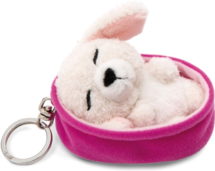 Brelok Nici Green Sleeping Pets pluszowy pies pudel Biały 8 cm + koszyk Różowy (4012390499926) - obraz 3
