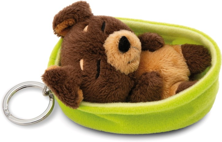 Брелок Nici Green Sleeping Pets плюшевий собачка Коричневий 8 см + кошик Зелений (4012390499902) - зображення 3