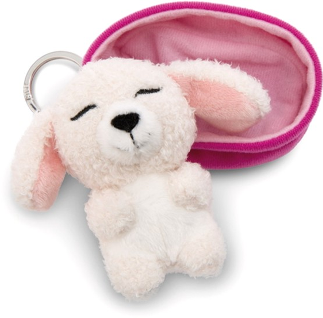 Brelok Nici Green Sleeping Pets pluszowy pies pudel Biały 8 cm + koszyk Różowy (4012390499926) - obraz 4