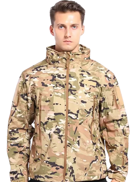 Куртка водонепроницаемая SOFTSHELL с флисом Solve Multicam KT6000806 размер L - изображение 1