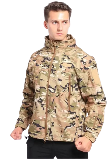 Куртка водонепроницаемая SOFTSHELL с флисом Solve Multicam KT6000806 размер L - изображение 2