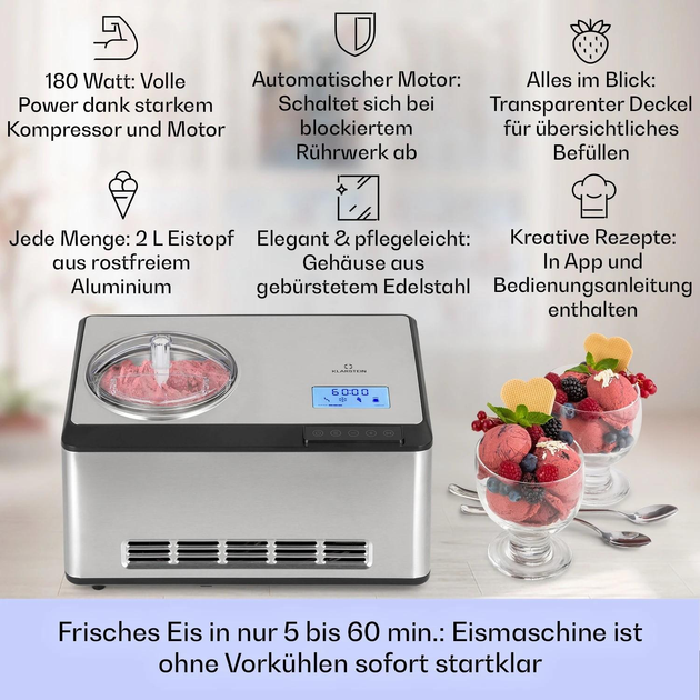Морожениця компресорна Klarstein Dolce Bacio Smart (10040048) - зображення 2