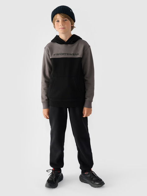 Дитяче худі на флісі 4F SWEATSHIRT M1222 128 Чорний 4FJWAW24TSWSM1222-20S - изображение 4