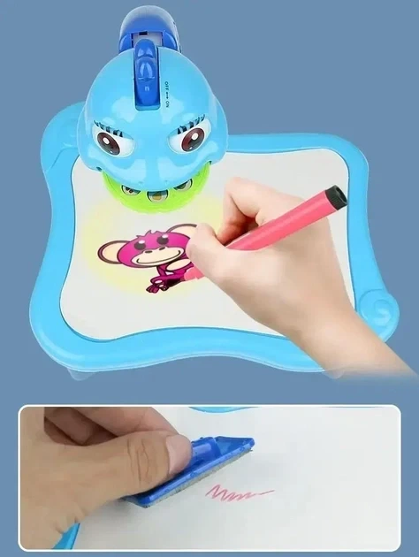 Дитячий столик проектор для малювання Projector Painting набір з проектором, 24 слайди, фломастери Синій - Фото 8 Дитячий столик проектор для малювання Projector Painting набір з проектором, 24 слайди, фломастери Синій - зображення 8