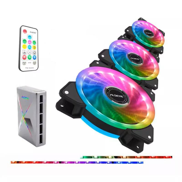 Набор кулеров ALSEYE D-Ringer Rainbow RGB kit CRLS-300DS с контроллером, пультом, лентой - изображение 2