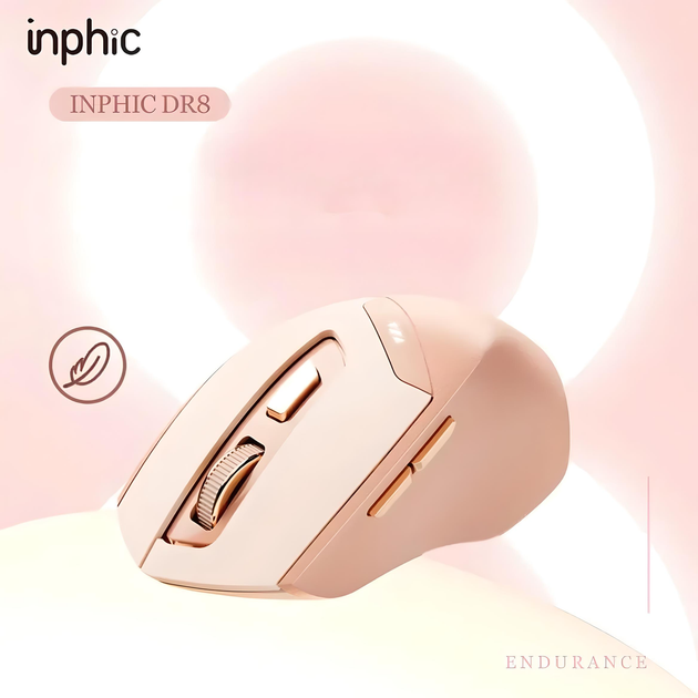 Мышь INPHIC DR8 беспроводная Bluetooth + USB 2.4ГГц и 1600 DPI, milk tea - Фото 2 Мышь INPHIC DR8 беспроводная Bluetooth + USB 2.4ГГц и 1600 DPI, milk tea - изображение 2