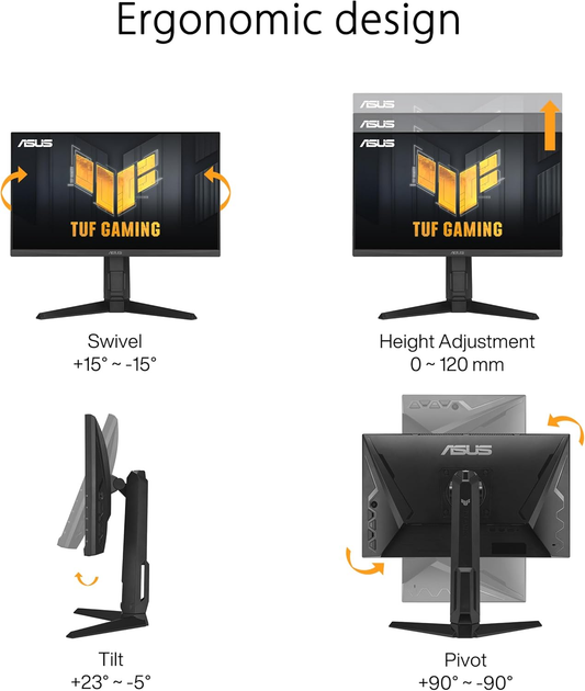 Монітор 24" Asus VG249QL3A (90LM09G0-B01170) FullHD / Fast IPS / 180Hz / 1 мс GTG / FreeSync Premium / G-Sync Compatible / Shadow Boost / Speakers 2W - зображення 3