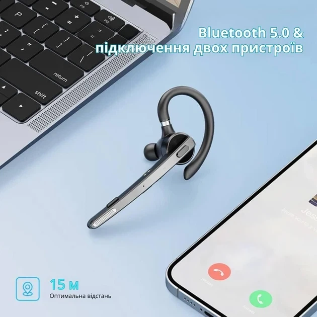 Бездротова bluetooth гарнітура New Bee M53 з функцією шумозаглушення Black (NB-M53) - зображення 3