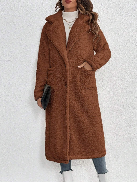 Пальто осеннее длинное женское SHEIN GD-00089668 S Коричневое ...