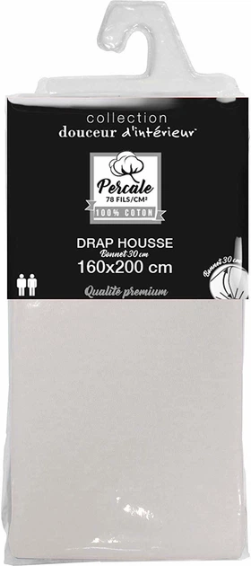 Простирадло Douceur d'interieur на резинці слонової кістки 160 x 200 см (3574386432016) - зображення 4