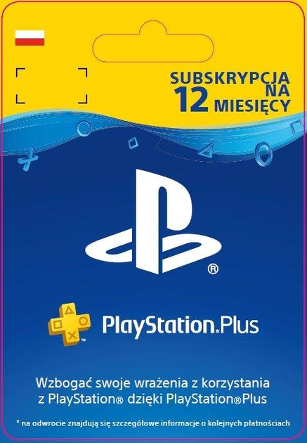 Карта пополнения игровой подписки Sony PlayStation Plus на 12 месяцев (9809944) - изображение 1