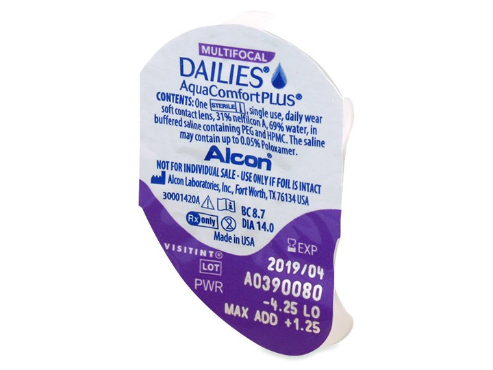 Однодневные линзы Alcon Dailies AquaСomfort Plus Multifocal, аддидация LO, -4.75 30 шт. - изображение 2