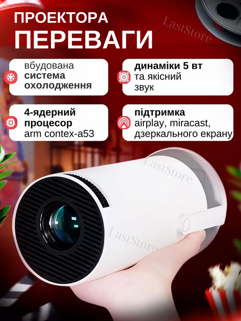Портативный Смарт Проектор MAGCUBIC HY300 PRO 4K Android 11 HD BT5.0 Dual Wi-Fi Домашний кинотеатр Белый - изображение 4