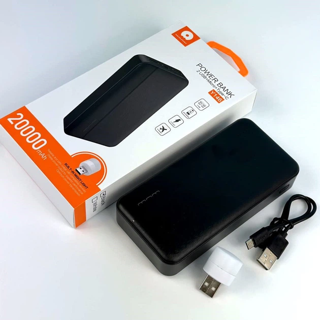 Power bank WUW Y146 20000 mAh повербанк 2хUSB + USB мини-фонарик