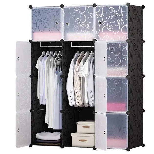 Пластиковый складной шкаф Storage Cube Cabinet «МР 312-62» Черный (110х37х146см) - изображение 2