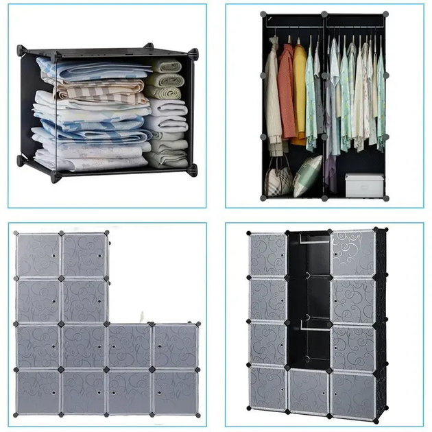 Пластиковый складной шкаф Storage Cube Cabinet «МР 312-62» Черный (110х37х146см) - изображение 5