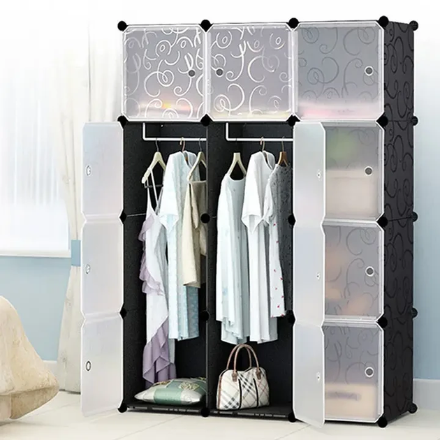 Пластиковый складной шкаф Storage Cube Cabinet «МР 312-62» Черный (110х37х146см) - изображение 6