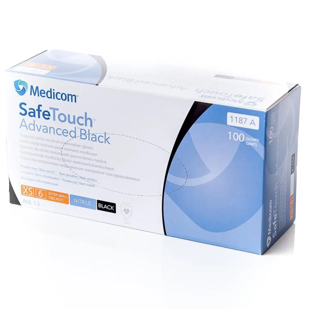 Нитриловые перчатки Medicom SafeTouch Advanced black L (без пудры) 100 шт. - изображение 1