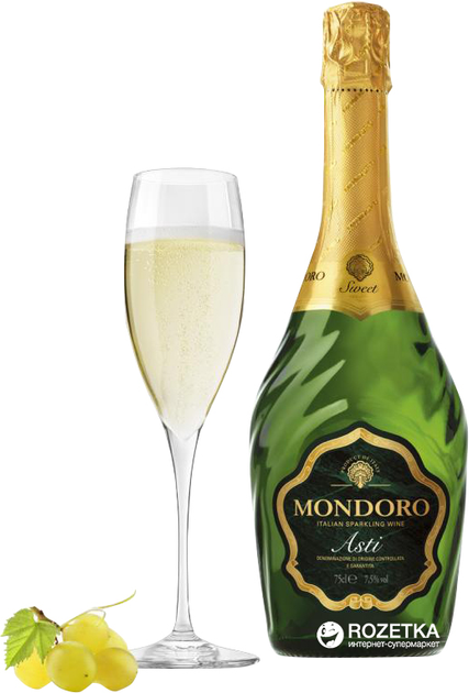 Вино игристое Mondoro Asti белое сладкое 0.75 л 7.5% + 2 бокала ...