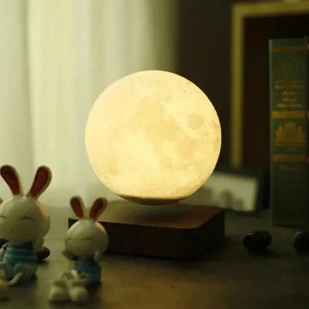 Настольный 3D магнитный ночник Луна на деревянной подставке 360 Magnetic Moon Lightt Model 2 14 см - изображение 8