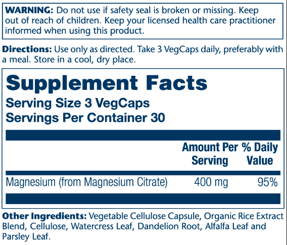 Магний Цитрат Solaray Magnesium Citrate 400mg 90 капсул - изображение 2