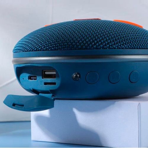 Портативная Bluetooth колонка TG648 с функцией громкой связи, радио, карабин, синяя - изображение 3
