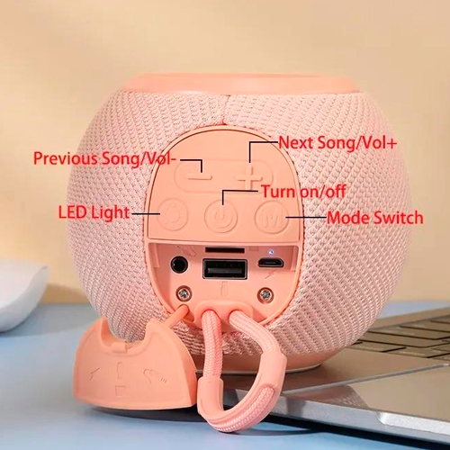 Портативна Bluetooth колонка TG337 з RGB підсвічуванням і функцією гучного зв'язку, радіо, рожева - зображення 2