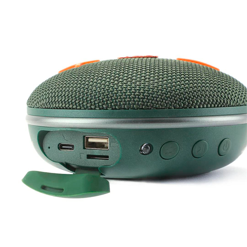 Портативна Bluetooth колонка TG648 з функцією гучного зв'язку, радіо, карабін, зелена - зображення 3