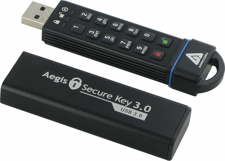 Флеш пам'ять Apricorn Aegis Secure Key 16GB USB 3.0 Black (ASK3-16GBB) - зображення 2