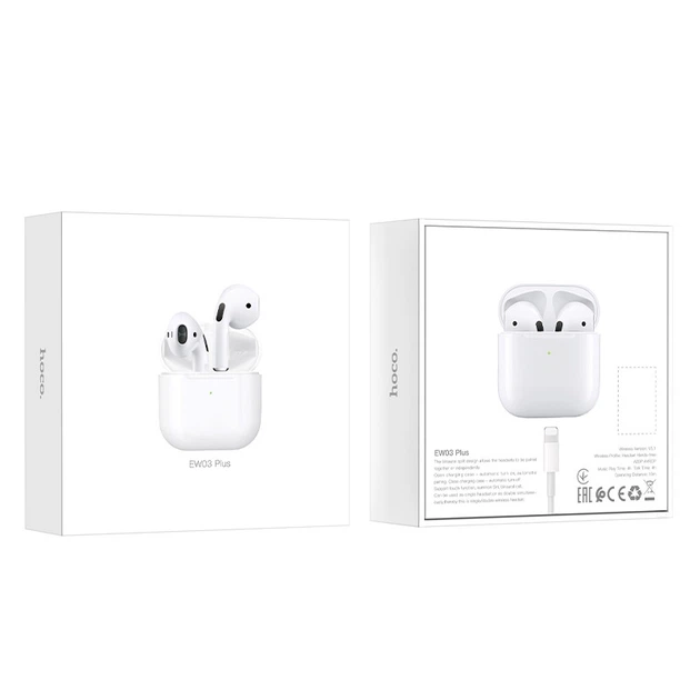 Bluetooth навушники Hoco EW03 Plus TWS Білий - Фото 3 Bluetooth навушники Hoco EW03 Plus TWS Білий - изображение 3