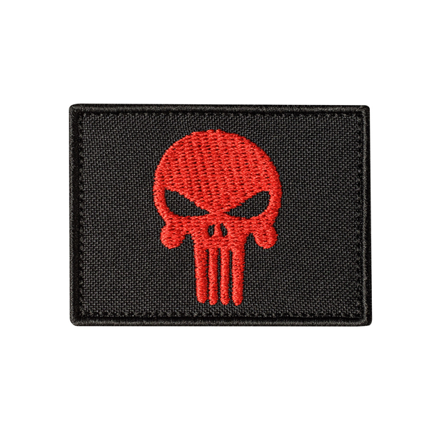 Шеврон с черепом Punisher на Velcro, 4,9 х 6,7 см. Красно-черный - изображение 1