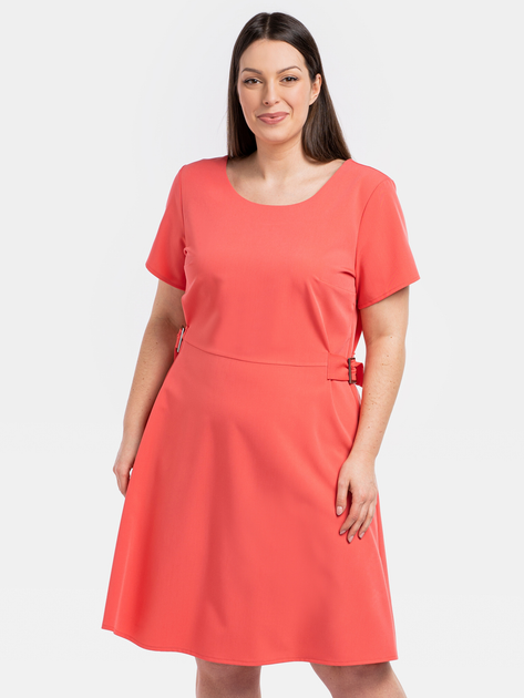 Sukienka trapezowa damska Plus Size Karko SC253 50 Koralowa (5903676222736) - obraz 1