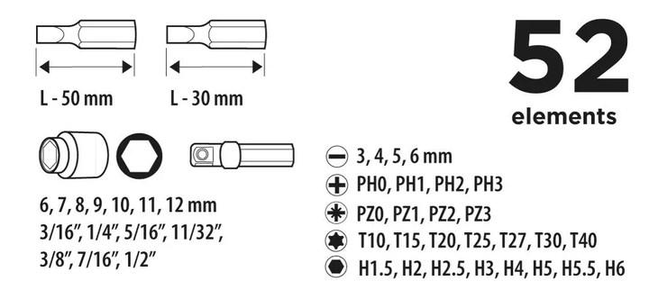 Wkrętak Top Tools z końcówkami 52 szt 39D357 (5902062053107) - obraz 2