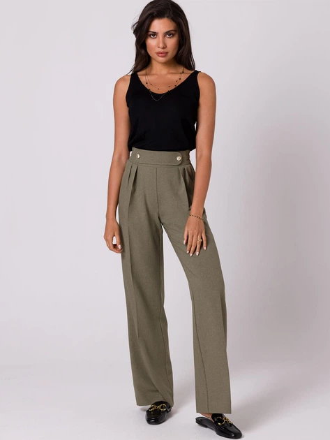 Spodnie dzwony damskie BeWear B252 1411598 S Oliwkowe (5905563704950) - obraz 3