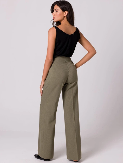 Spodnie dzwony damskie BeWear B252 1411598 S Oliwkowe (5905563704950) - obraz 4