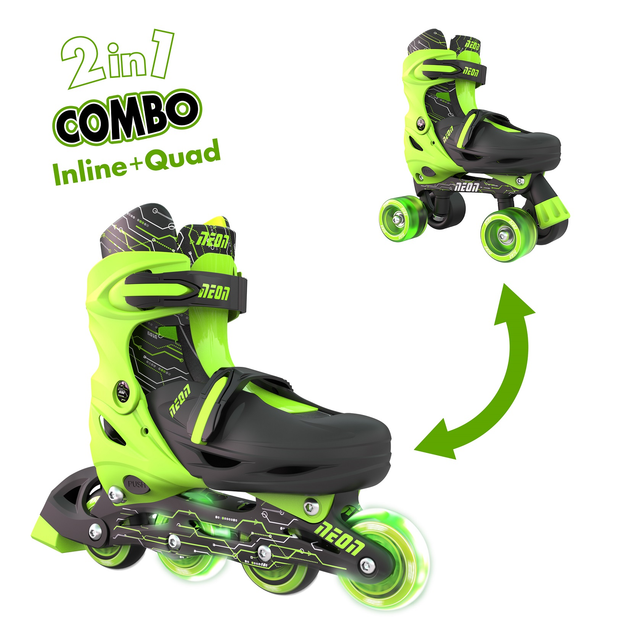 Роликові ковзани Neon Сombo, розмір 34-37, салатовий (NT10G4) - изображение 2