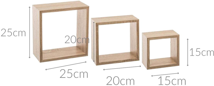 Zestaw ściennych półek dekoracyjnych 5five Simply Smart Cube 3 szt Ciemno-brązowe (3560234489813) - obraz 2