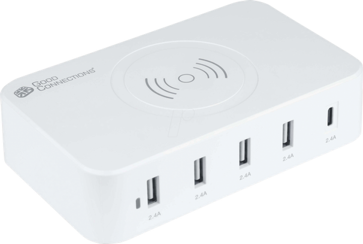 Ładowarka do telefonów Good Connections 60 W + 10 W QU 4 x USB-A USB-C PD GaN White (4014619842711) - obraz 1