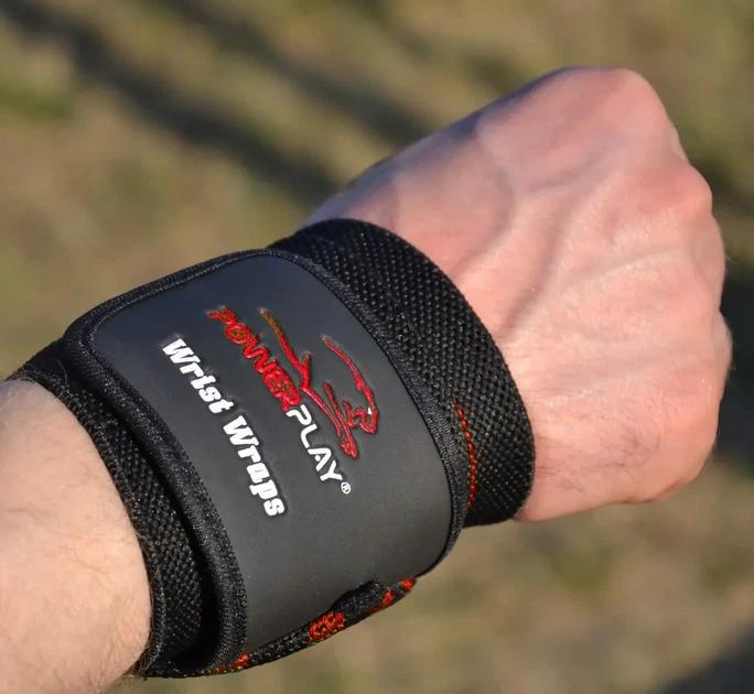 Кистьові бинти PowerPlay 3081 Gym WristT Wraps Чорно-Червоні - изображение 5