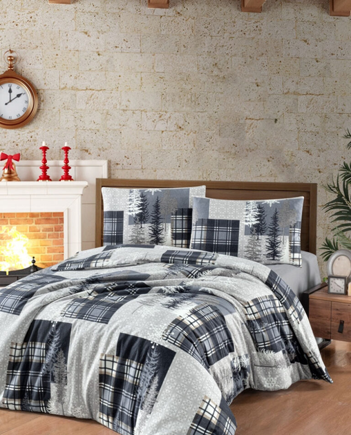 Комплект постельного белья First Choice Flanel Евро 200×220 см Байка Зимний лес - Фото 1 Комплект постельного белья First Choice Flanel Евро 200×220 см Байка Зимний лес - изображение 1
