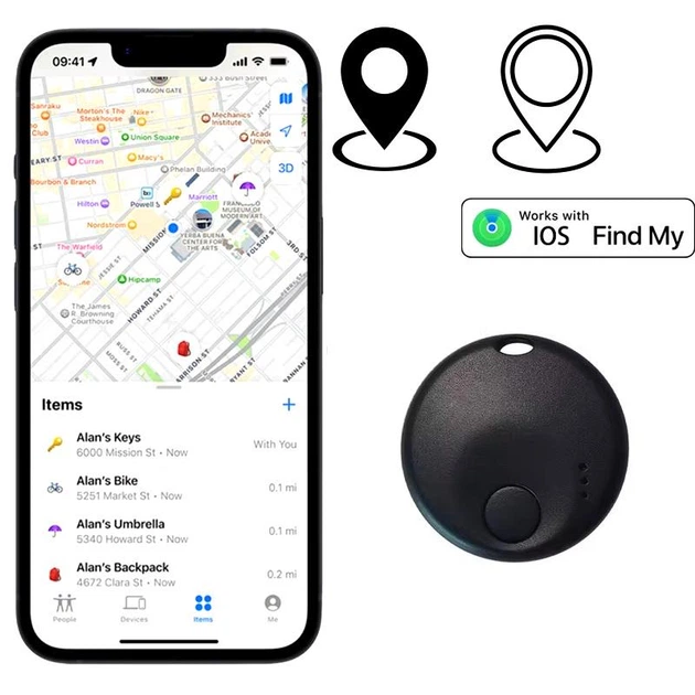 Умная мини-метка N Tag | Smart Tag для Apple Find My (Локатор) (iOS) Bluetooth Luggage Tracker | Брелок-Локатор для ключей, багажа, сумки, ценных предметов, круглая | Black - изображение 3