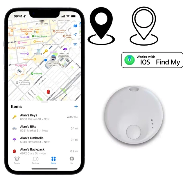 Умная мини-метка N Tag | Smart Tag для Apple Find My (Локатор) (iOS) Bluetooth Luggage Tracker | Брелок-Локатор для ключей, багажа, сумки, ценных предметов, круглая | White - изображение 3