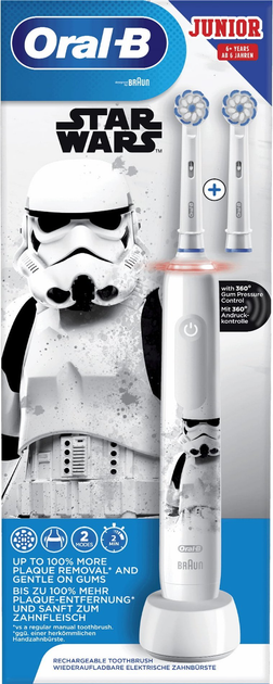 Elektryczna szczoteczka do zębów Oral-b Braun Pro 3 Junior 6+ Star Wars + Brush Head (D505.523,2K) - obraz 2